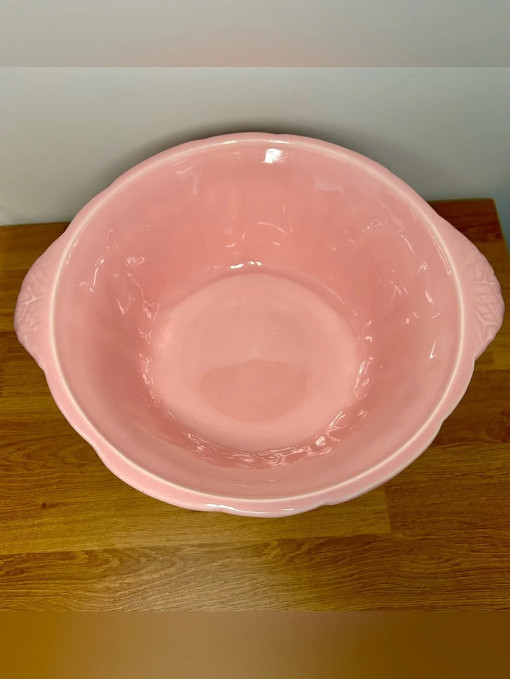 Vintage Pink Cabbage Leaf Casserole Dish with Gold Stand | MCM Miramar Californi